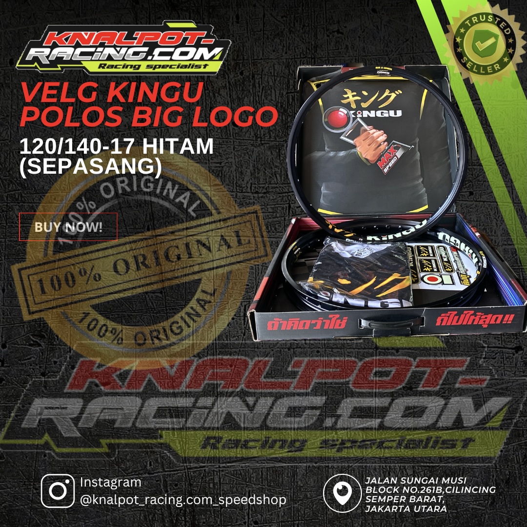 VELG KINGU POLOS BIG LOGO UKURAN 120/140-17 HITAM (SEPASANG)